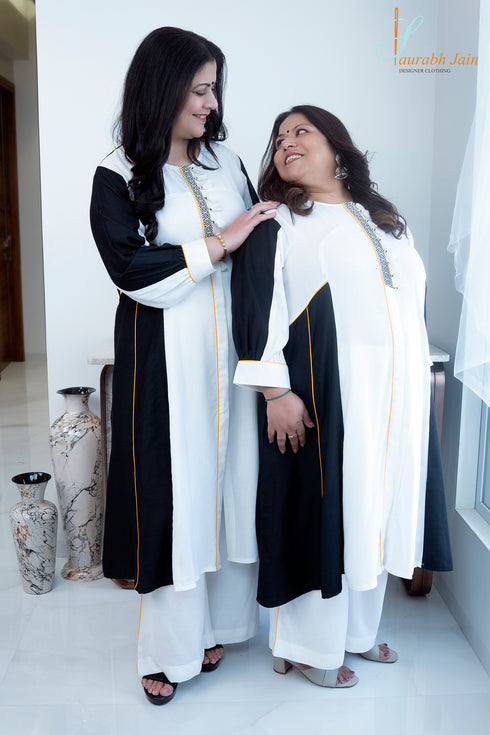 BLACK AND WHITE KURTA/PANT